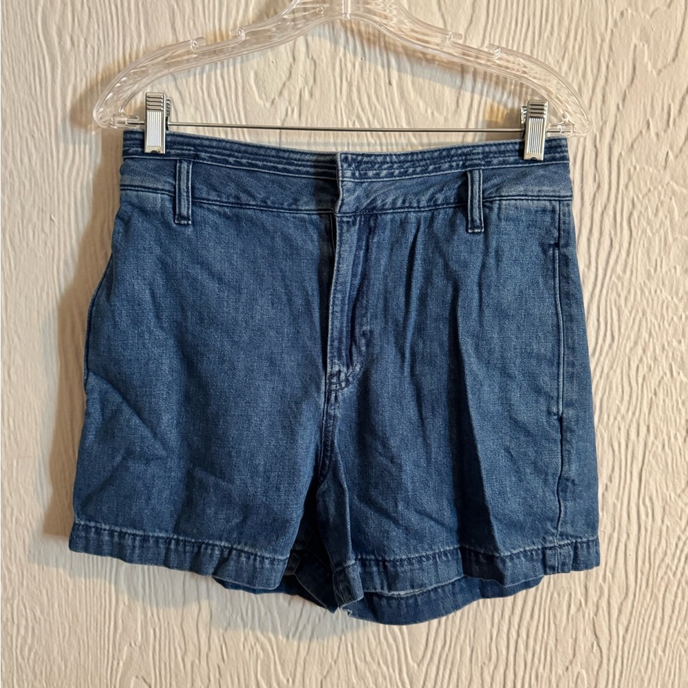 GAP Dark Blue Denim Pleated High-Rise Women’s Shorts